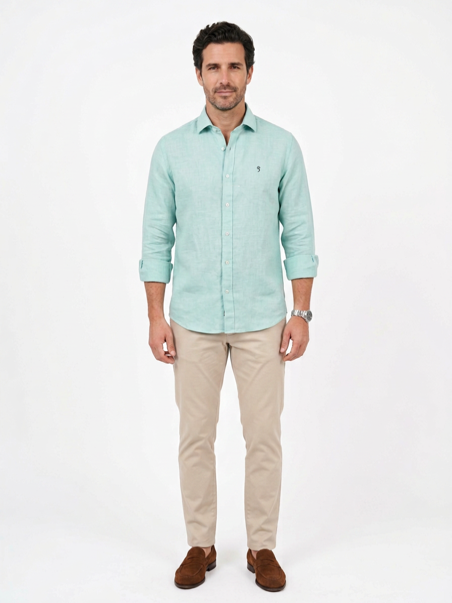 VERNAZZA — Camisa verde agua