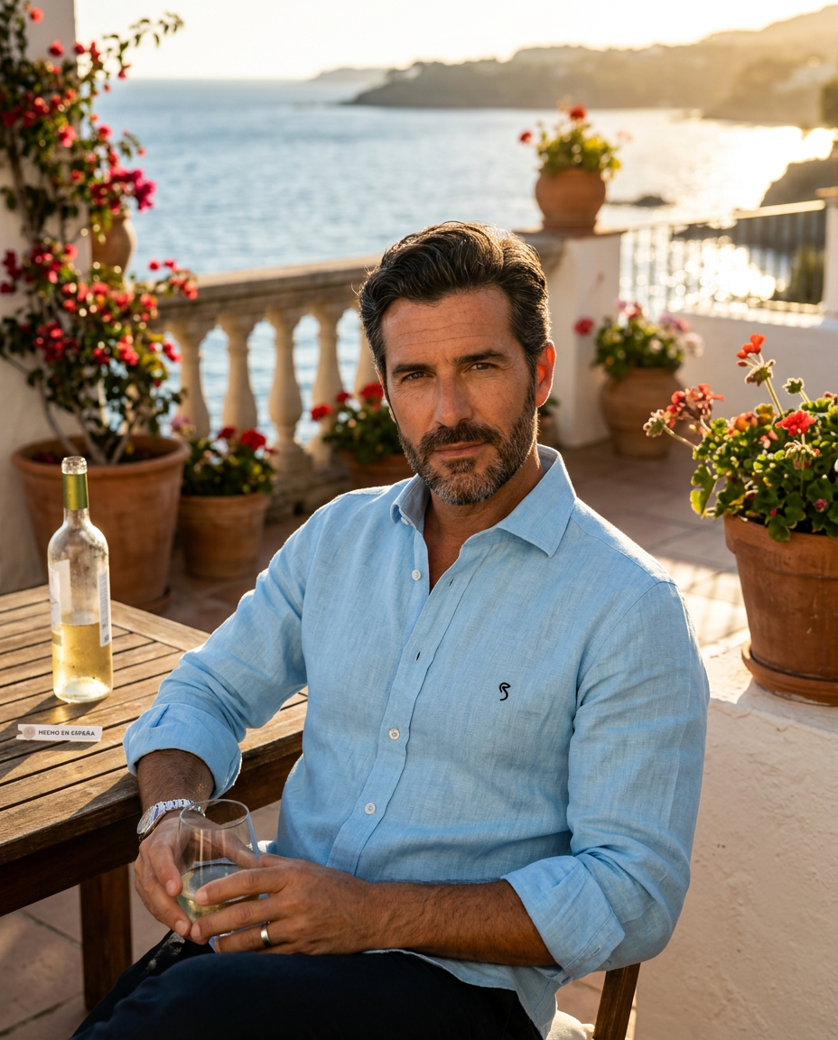 CAPRI — Camisa de lino azul cielo