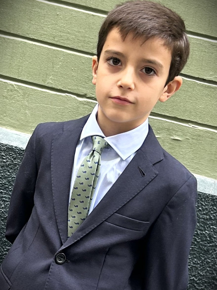 Corbata de seda para niño Balena