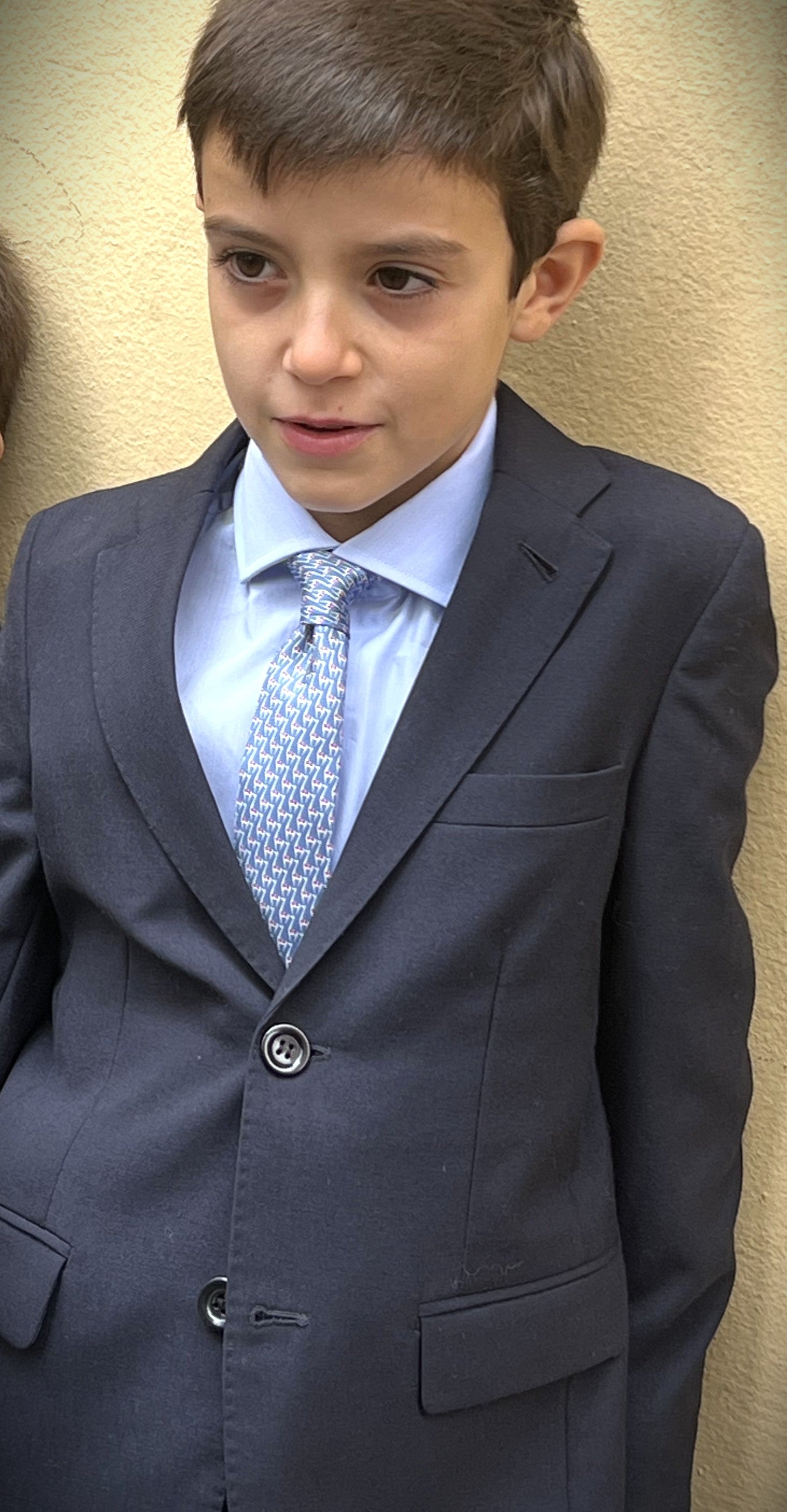 Corbata de seda para niño Giraffa azul