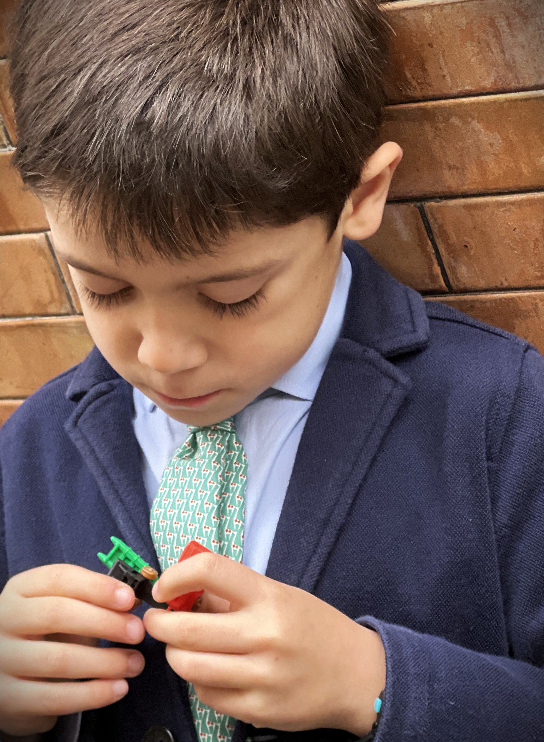 Corbata de seda para niño Giraffa verde