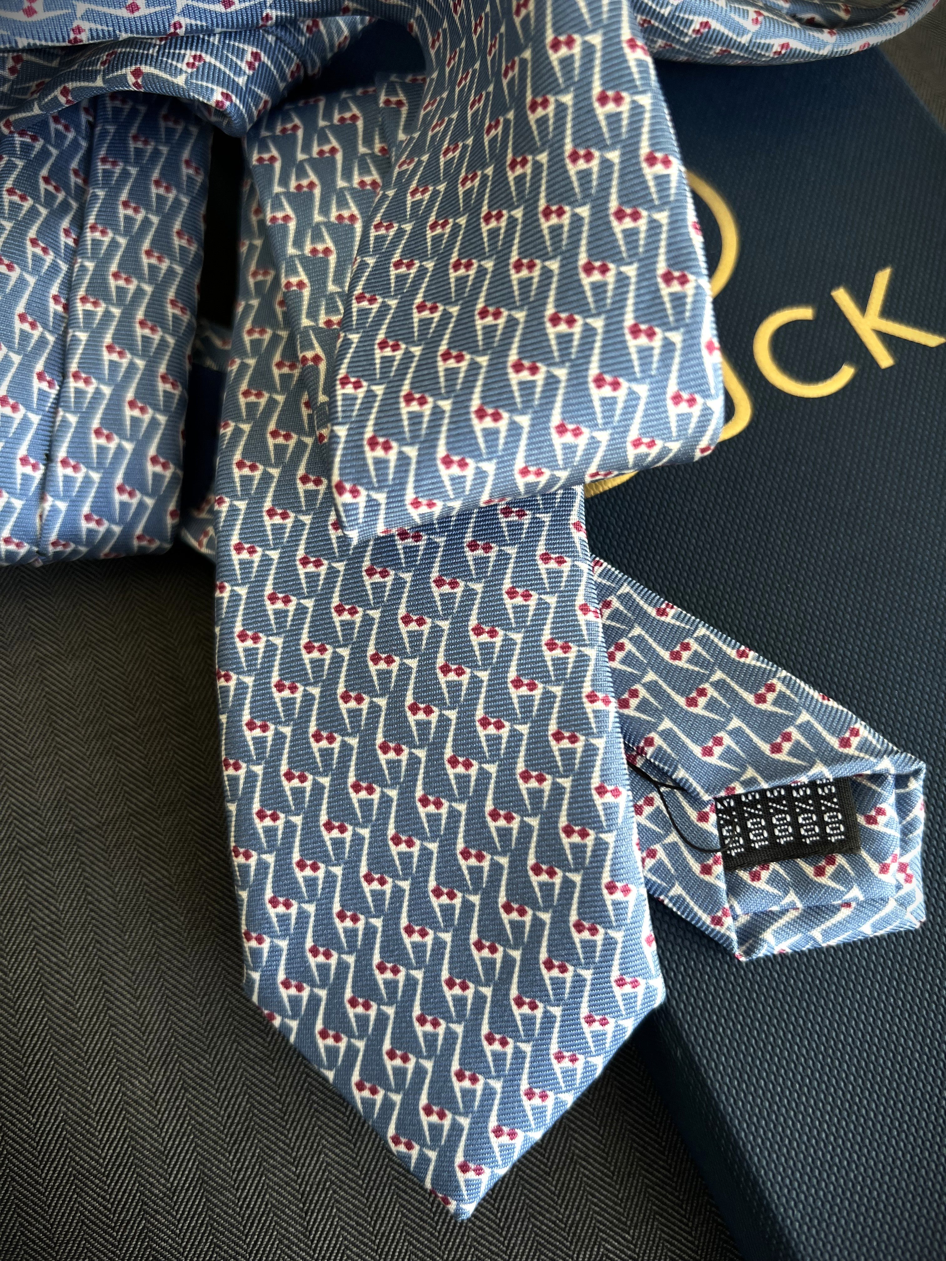 Corbata de seda para niño Giraffa azul