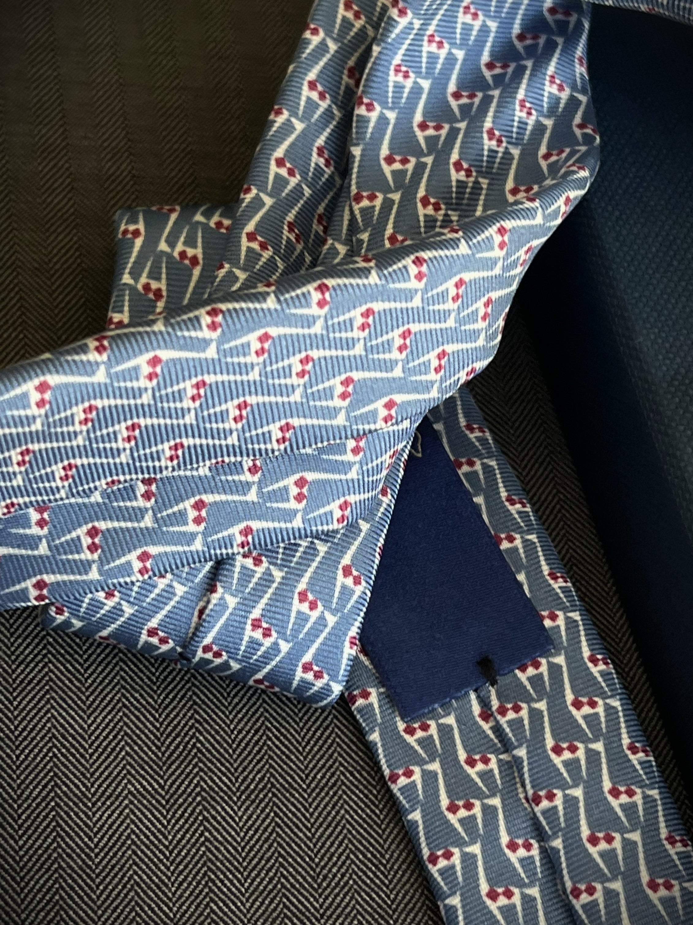 Corbata de seda para niño Giraffa azul